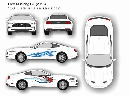 Layout + Design an der Strichzeichnung eines Fahrzeuges